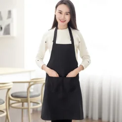 Chef Apron For Women and Men, Kitchen Cooking Apron, Personalised Gardening Apron with Pocket, Cotton Canvas Work Apron Cross Back Heavy Duty Adjustable