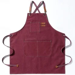 Chef Aprons for Men Women with Large Pockets, Cotton Canvas Cross Back Heavy Duty Adjustable Work Apron