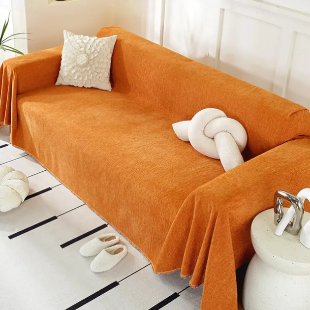Chenille Sofa Cover Cloth Solid Color Modern Minimalist Anti Cat Scratch Full Package Sofa Cover All Season Universal Sofa Cover Cloth