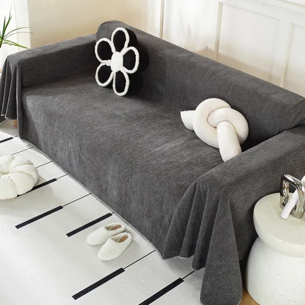 Chenille Sofa Cover Cloth Solid Color Modern Minimalist Anti Cat Scratch Full Package Sofa Cover All Season Universal Sofa Cover Cloth