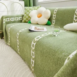 Chenille Sofa Cover Couch Cover Sage Green Couch Protector Sofa Blanket Sofa Throw Cover for Couches Washable Sectional Sofa Couch Covers for Dogs