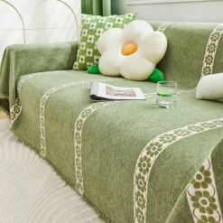 Chenille Sofa Cover Couch Cover Sage Green Couch Protector Sofa Blanket Sofa Throw Cover for Couches Washable Sectional Sofa Couch Covers for Dogs