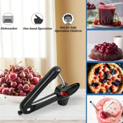 Cherry Pitter - Stainless Steel Cherries Corer Pitter Tool with Hand-held Push Design, Save Time & Space for Making Cherry Jam with Lock Design