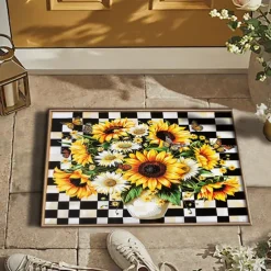 Chess Board Doormat Kitchen Mat Floor Mat Non-Slip Area Rug Oil Proof Rug Indoor Outdoor Mat Bedroom Decor Bathroom Mat Entrance Rug