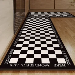 Chess Board Pattern Kitchen Rug Area Rug Mat Non-Slip Oil Proof Floor Mat Livingroom Rug Indoor Outdoor Mat Bedroom Decor Bathroom Mat Entrance Rug Door Mat