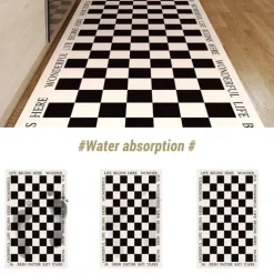 Chess Board Pattern Kitchen Rug Area Rug Mat Non-Slip Oil Proof Floor Mat Livingroom Rug Indoor Outdoor Mat Bedroom Decor Bathroom Mat Entrance Rug Door Mat