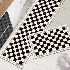 Chess Board Pattern Kitchen Rug Area Rug Mat Non-Slip Oil Proof Floor Mat Livingroom Rug Indoor Outdoor Mat Bedroom Decor Bathroom Mat Entrance Rug Door Mat