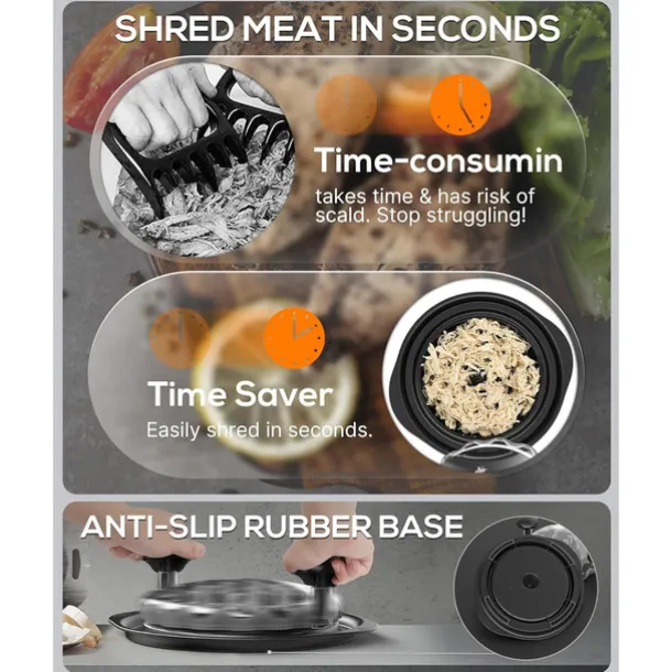 Chicken Shredder, 10.8" Visible Meat Shredders Tool Twist with Separate Plate, Large Chicken Shredder Machine - Ergonomic Handle, Dishwasher Safe, Anti-Slip, Heat Resistant, BPA Free