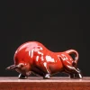 Chinese Feng Shui Ceramic Bull Figurine - Prosperity Attracting Wealth Buffalo Statue, Office Desk Decor, Zodiac Animal Handicraft, Non-Electric Collectible