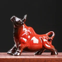 Chinese Feng Shui Ceramic Bull Figurine - Prosperity Attracting Wealth Buffalo Statue, Office Desk Decor, Zodiac Animal Handicraft, Non-Electric Collectible