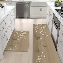 Chinese Floral Kitchen Rugs Anti Slip Door Mats for Kitchen Floor Kitchen Rugs and Mats Non Skid Waterproof Kitchen Runner Comfort Standing Mat