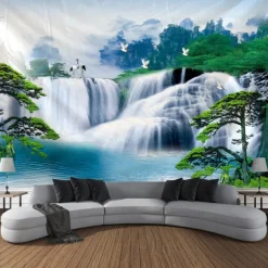 Chinese Landscape Painting Hanging Tapestry Wall Art Large Tapestry Mural Decor Photograph Backdrop Blanket Curtain Home Bedroom Living Room Decoration