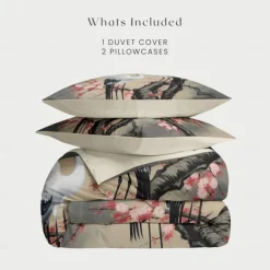 Chinese Scenery Series Landscape Pattern Duvet Cover Set Comforter Set,printed Boho Comforter Cover Cotton Bedding Sets With Envelope Pillowcase, Room Decor King Queen Duvet Cover