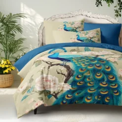 Chinese Scenery Series Landscape Pattern Duvet Cover Set Comforter Set,printed Boho Comforter Cover Cotton Bedding Sets With Envelope Pillowcase, Room Decor King Queen Duvet Cover