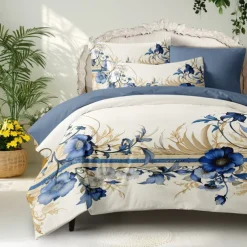 Chinese Scenery Series Landscape Pattern Duvet Cover Set Comforter Set,printed Boho Comforter Cover Cotton Bedding Sets With Envelope Pillowcase, Room Decor King Queen Duvet Cover