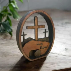 Christian EASTER Decoration, Resurrected TOMB, Easter RESURRECTION Decorations, He is Risen Christianity, Empty Tomb Easter Scene, Wood Egg