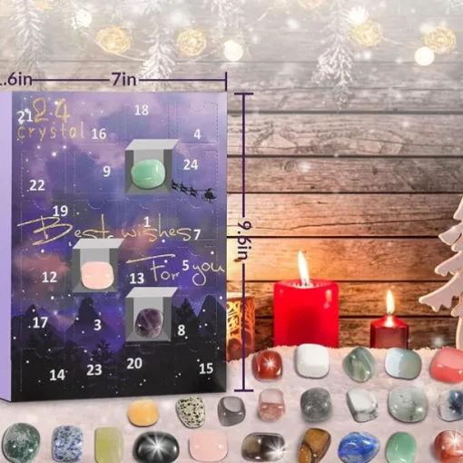 Christmas Advent Calendar, 24pcs Ore Blind Box Crystal Advent Calendar Rocks Minerals Fossils Advent Calendar for Kids and Adults Xmas Gifts