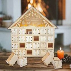 Christmas Advent Calendar for Filling, Advent Calendar House, Christmas Calendar, Christmas 24 Days Countdown Calendar Cabinet Wooden House, Modern Christmas Decoration