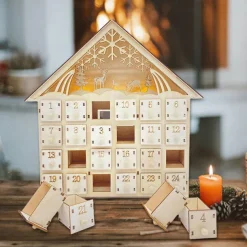Christmas Advent Calendar for Filling, Advent Calendar House, Christmas Calendar, Christmas 24 Days Countdown Calendar Cabinet Wooden House, Modern Christmas Decoration