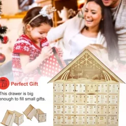 Christmas Advent Calendar for Filling, Advent Calendar House, Christmas Calendar, Christmas 24 Days Countdown Calendar Cabinet Wooden House, Modern Christmas Decoration