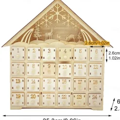 Christmas Advent Calendar for Filling, Advent Calendar House, Christmas Calendar, Christmas 24 Days Countdown Calendar Cabinet Wooden House, Modern Christmas Decoration