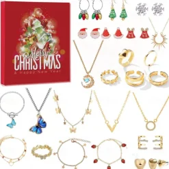 Christmas Advent Calendar 2025 Xmas Gift Countdown Bracelets Making Kit 24 Days Christmas Gift DIY Charm Beads and Bracelets for Girls Women Kids