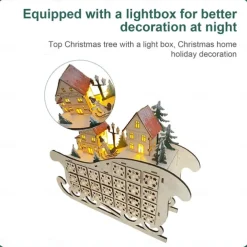 Christmas Advent Calendars Wood Sled LED Lights 24 Days Countdown Storage Organization Figurines Room Home Decor 2025 News