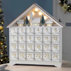 Christmas Advent Calendars Wood House LED Lights 24 Days Countdown Storage Organization Figurines Room Home Decor 2025 News