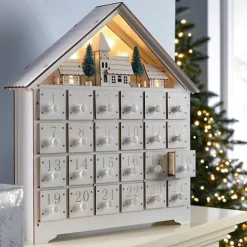 Christmas Advent Calendars Wood House LED Lights 24 Days Countdown Storage Organization Figurines Room Home Decor 2025 News