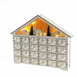 Christmas Advent Calendars Wood House LED Lights 24 Days Countdown Storage Organization Figurines Room Home Decor 2025 News