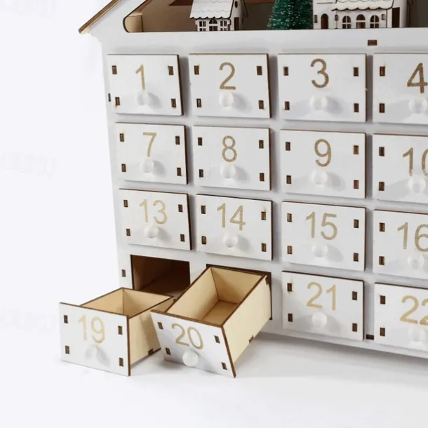 Christmas Advent Calendars Wood House LED Lights 24 Days Countdown Storage Organization Figurines Room Home Decor 2025 News