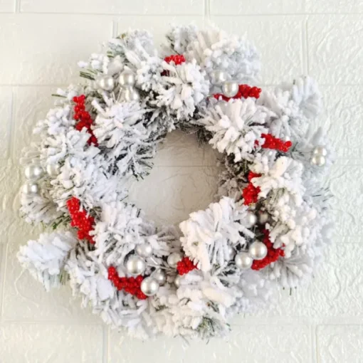 Christmas Candle Garland Rings Flocked Red Fruits Candle Holder Garland Artificial Berries Candle Rings with Pine Cones Mini Wreaths Christmas Centrepiece for Table(Without Candle)