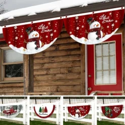 Christmas Decor for Home Outdoor Fan-shaped Flag Door Decoration Merry Christmas Porch Door Banner Hanging Ornament Christmas Decoration for Home Xmas Navidad Happy New Year
