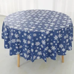 Christmas Disposable Tablecloth – Festive Snowflake Plastic Oil-Proof Table Cover for Holiday Party Decorations