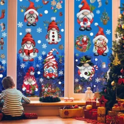 Christmas Dwarf Window Glass Wall Stickers Santa Claus Wall Decal Sticker