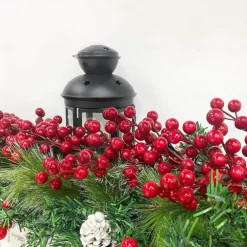 Christmas Garland Christmas Decorations Garland with Pine Cones Red Berries Bristle Pine Garland Xmas Decoration Indoor Outdoor Home Mantle Fireplace Holiday Decor Christmas