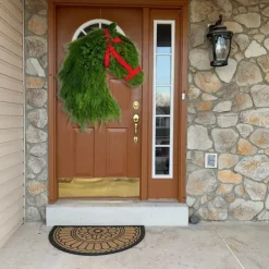 Christmas Horse Head Wreath Outdoor for Front Door Winter Wreath Window Decoration Garland Simulation Green Plants Durable Green Front Door Hanging