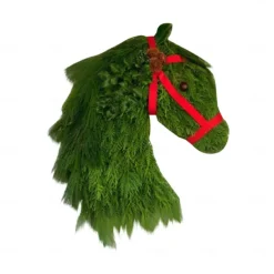 Christmas Horse Head Wreath Outdoor for Front Door Winter Wreath Window Decoration Garland Simulation Green Plants Durable Green Front Door Hanging