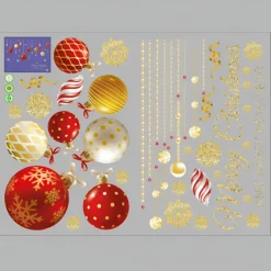 Christmas New Year Theme Wall Stickers Colored Ball Santa Claus Stocking Stickers Shop Glass Window Decoration 70*100cm