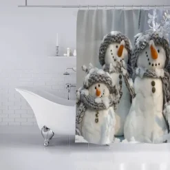 Christmas Shower Curtain Waterproof Fabric Bathroom Decoration and Modern and Classic Theme and Christmas