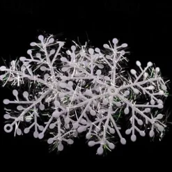 Christmas Snowflake Ornaments Set Xmas Plastic Hanging Snow Flakes for Christmas Tree Decorations Winter Wonderland Frozen Birthday Party Holiday Home Decor Craft Snowflakes
