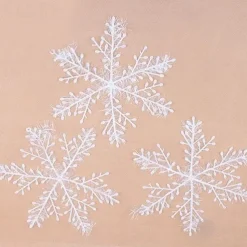 Christmas Snowflake Ornaments Set Xmas Plastic Hanging Snow Flakes for Christmas Tree Decorations Winter Wonderland Frozen Birthday Party Holiday Home Decor Craft Snowflakes