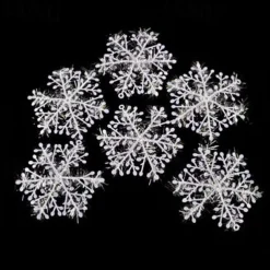 Christmas Snowflake Ornaments Set Xmas Plastic Hanging Snow Flakes for Christmas Tree Decorations Winter Wonderland Frozen Birthday Party Holiday Home Decor Craft Snowflakes