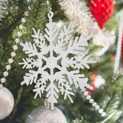 Christmas Snowflake Ornaments Set Xmas Plastic Hanging Snow Flakes for Christmas Tree Decorations Winter Wonderland Frozen Birthday Party Holiday Home Decor Craft Snowflakes