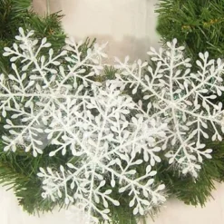 Christmas Snowflake Ornaments Set Xmas Plastic Hanging Snow Flakes for Christmas Tree Decorations Winter Wonderland Frozen Birthday Party Holiday Home Decor Craft Snowflakes