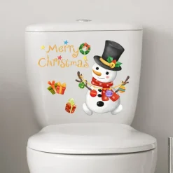 Christmas Snowman Sticker Toilet Sticker Background Wall Toilet Decoration Wall Decal