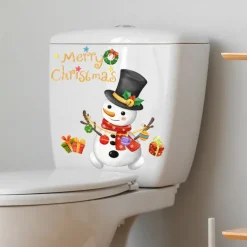 Christmas Snowman Sticker Toilet Sticker Background Wall Toilet Decoration Wall Decal