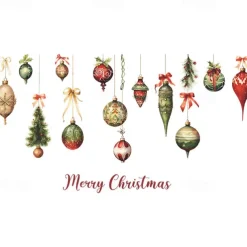 Christmas Stickers Decoration, Colorful Balls, Hanging Decorations, Glass Windows Doors Home Wall Stickers, Self-adhesive Stickers