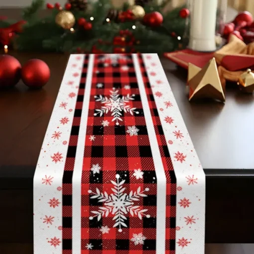 Christmas Table Runner Festive Holiday Table Decor Adds Seasonal Charm to Your Dining or Coffee Table Perfect for Christmas Gatherings and Winter Celebrations