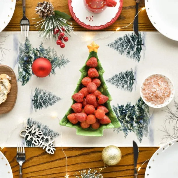 Christmas Table Runner, Seasonal Winter Holiday Farmhouse Style Table Decoration